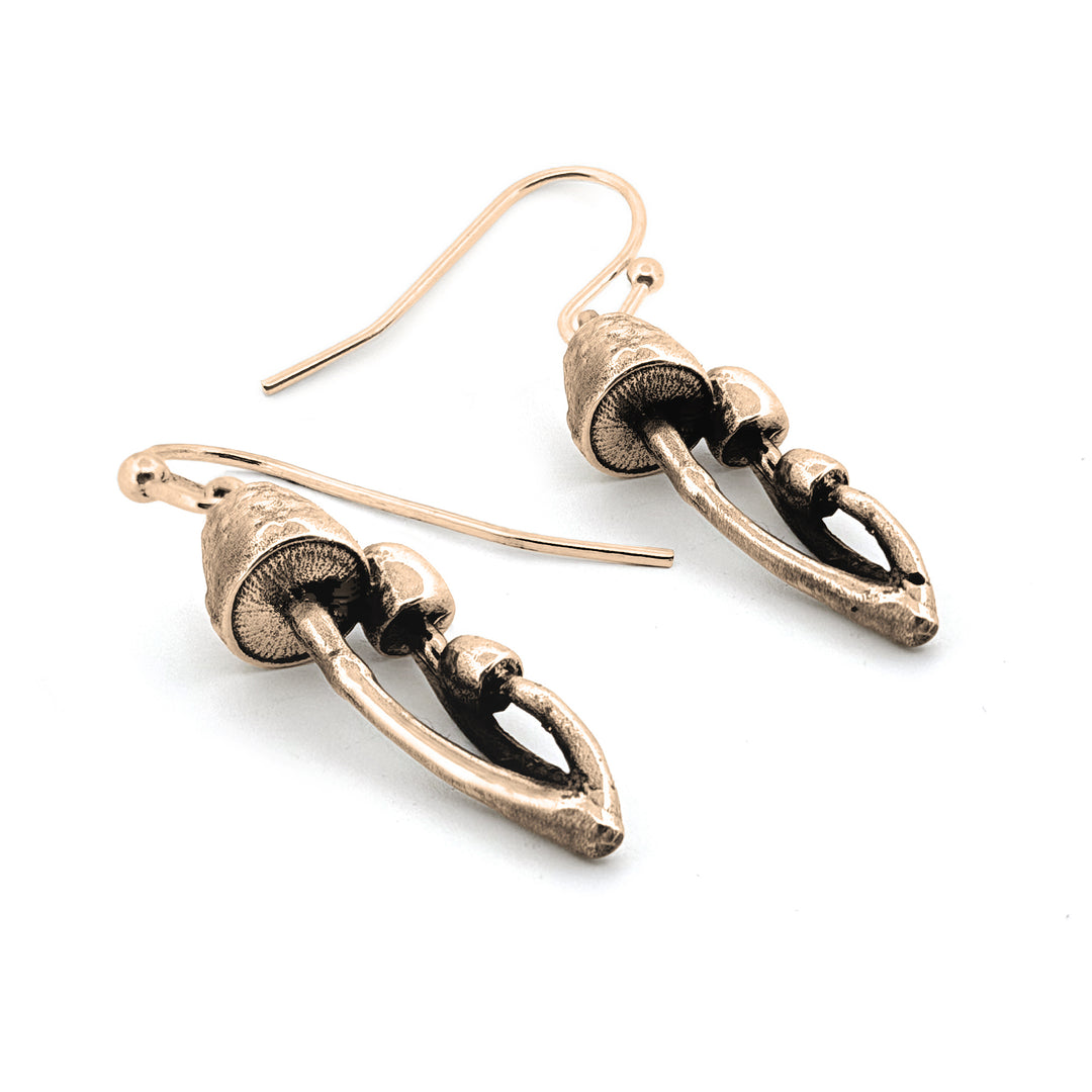 Gold Cap Mushroom Earrings