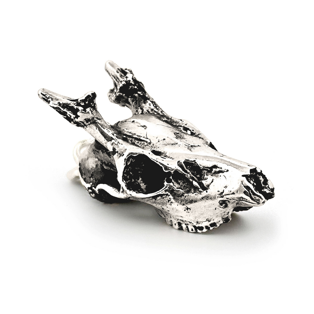 Sterling Silver Roe Deer Skull Pendant by Fire & Bone