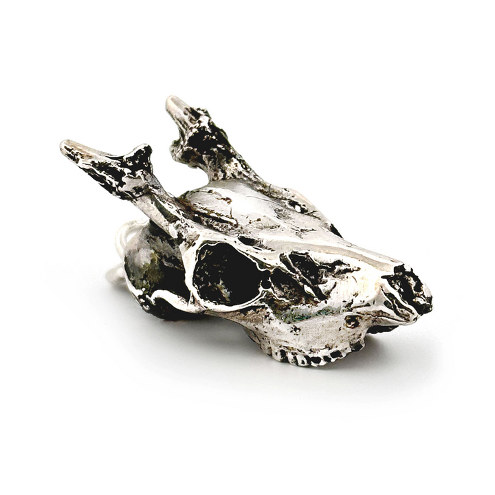 White Bronze Roe Deer Skull Pendant by Fire & Bone