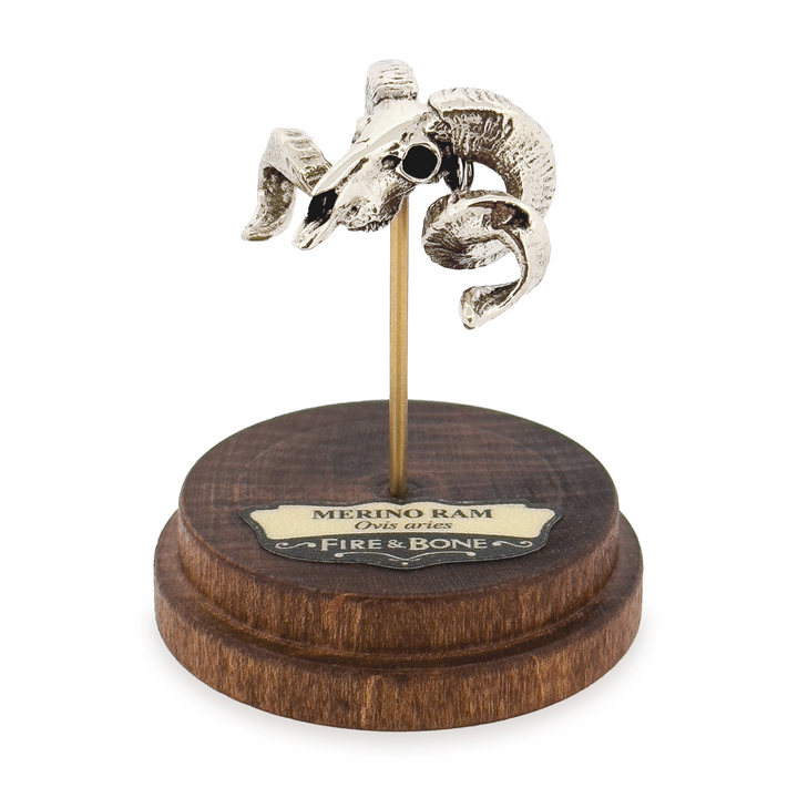 White Bronze Merino Ram Skull Pendant by Fire & Bone