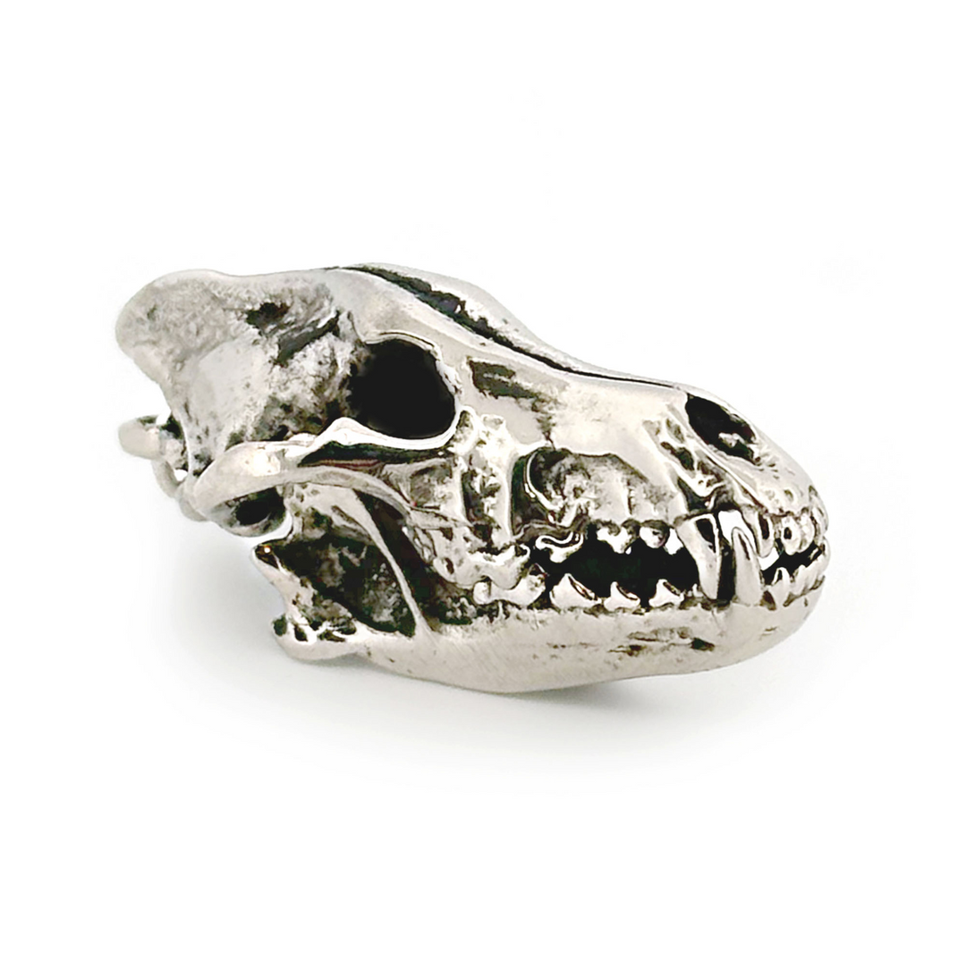 White Bronze Dire Wolf Skull Pendant by Fire & Bone