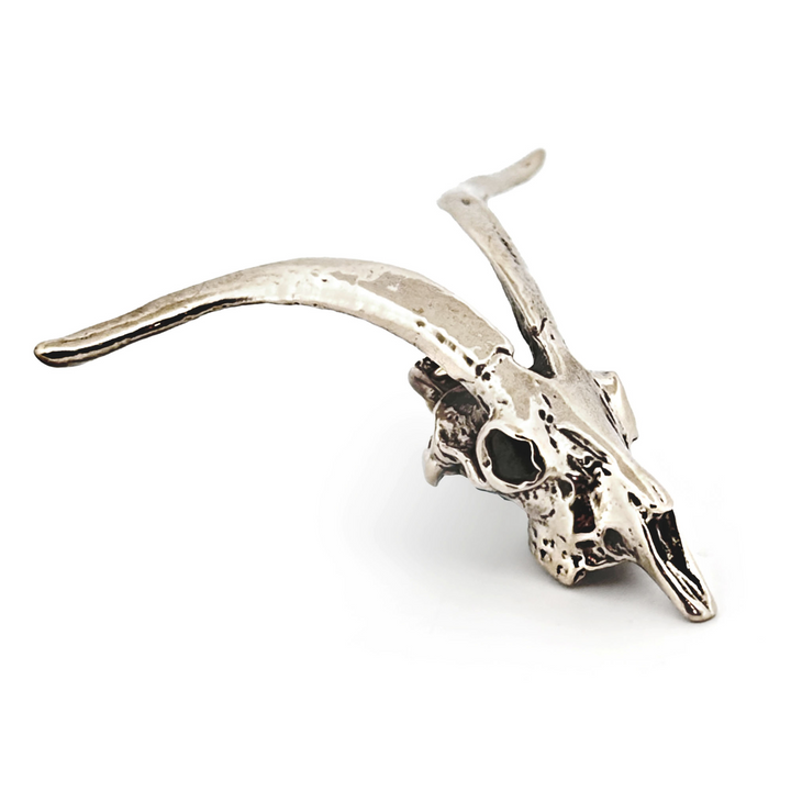 White Bronze Goat Skull Pendant by Fire & Bone
