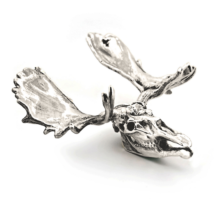 Sterling Silver Moose Skull Pendant by Fire & Bone