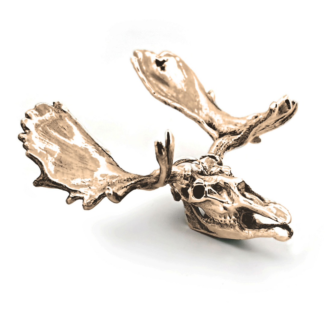 Yellow Bronze Moose Skull Pendant by Fire & Bone