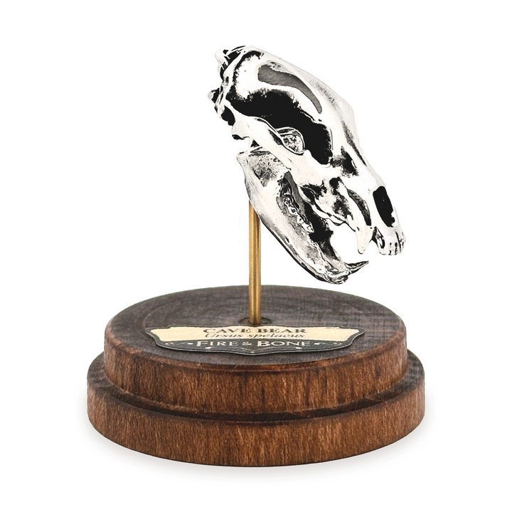 Sterling Silver Cave Bear Skull Pendant by Fire & Bone