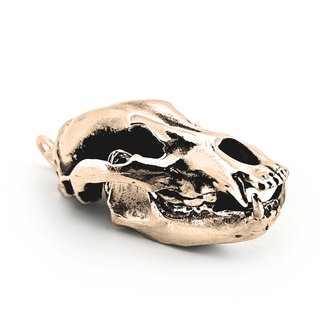 Yellow Bronze Cave Bear Skull Pendant by Fire & Bone