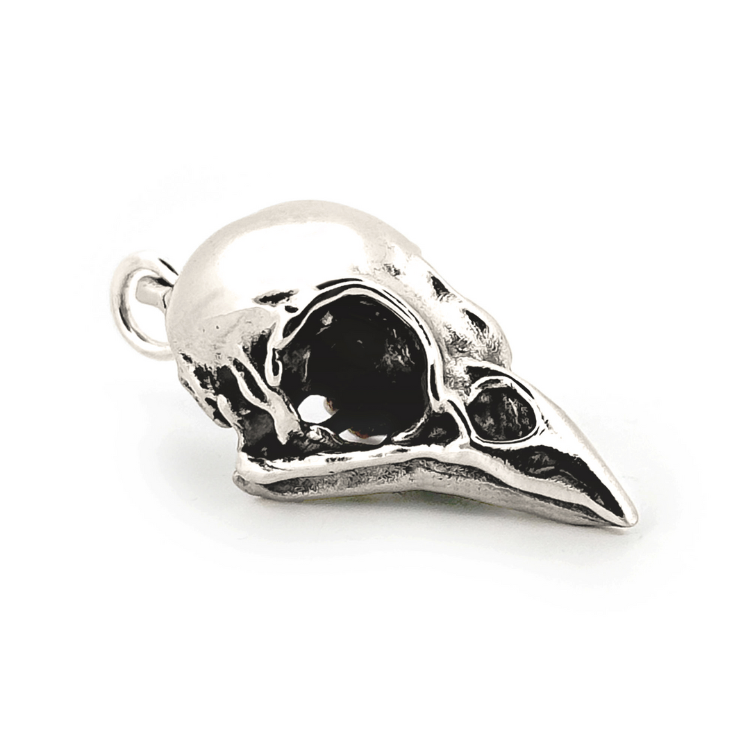 Sterling Silver House Sparrow Skull Pendant by Fire & Bone