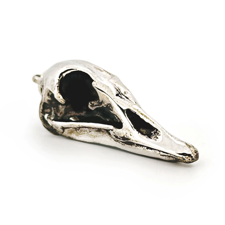 White Bronze Canada Goose Skull Pendant by Fire & Bone